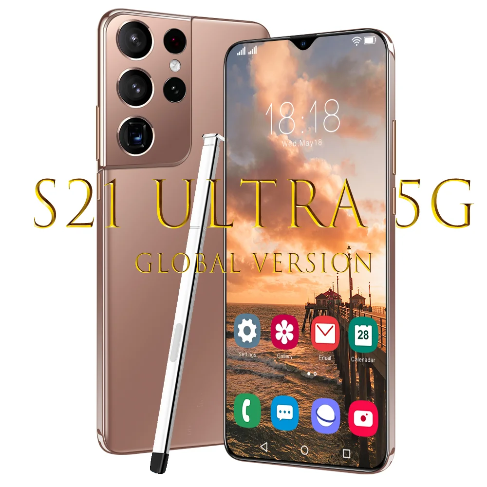 

Smartphones 6.7 Inch Galax S21 Ultra 5G 6800mAh Big Battery 16+512GB Qualcomm888 Android 11.0 Face ID Global Version Phone