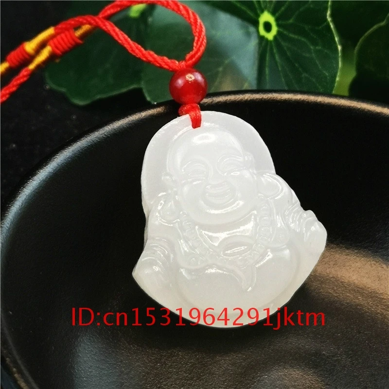 

Fashion Men Jadeite Natural Buddha Women White Charm Necklace Pendant Carved Chinese Gifts Hand Amulet Jewelry Jade for
