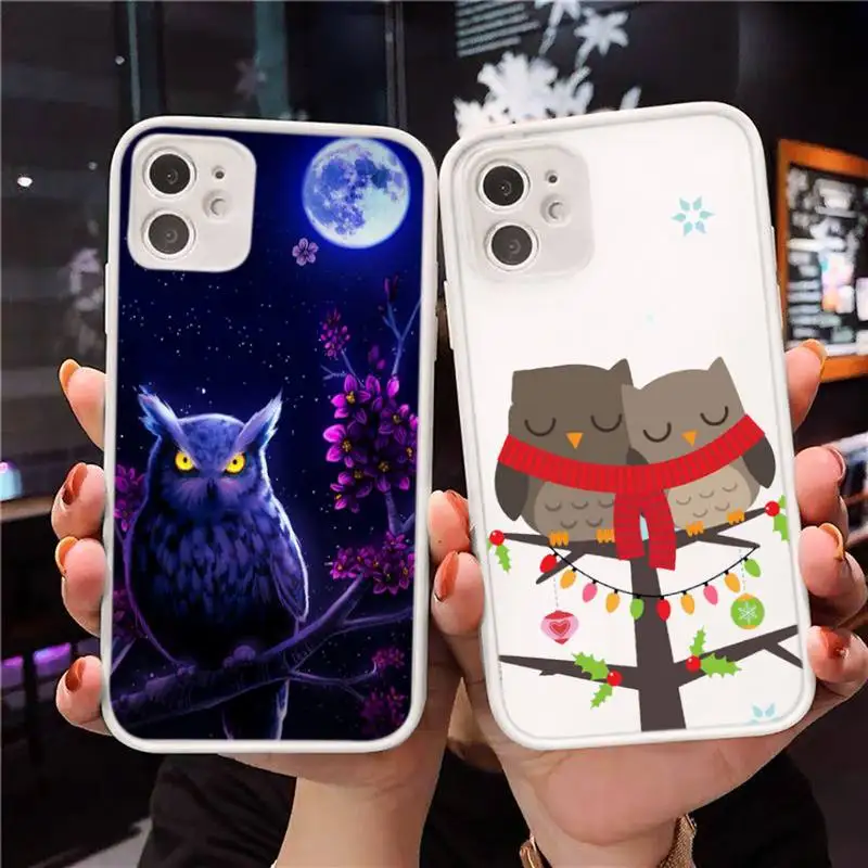 

Lovely Animal Owl Phone Case Transparent Matte For IPhone 7 8 11 12 S Mini Pro X XS XR MAX Plus Cover Shell