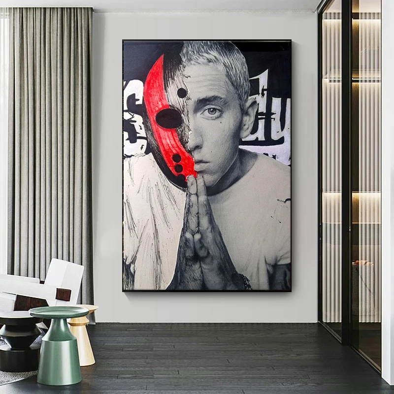 Плакаты и принты в стиле хип-хоп с изображением музыкальной звезды Эминема