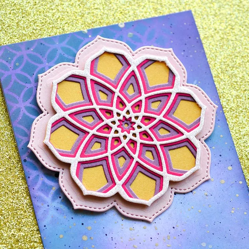 Яркие цветение сшитые Слои набор геометрической формы металлический