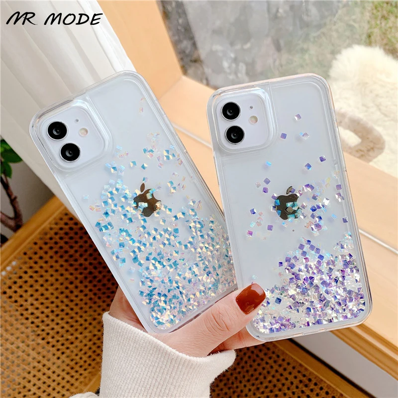 

Luxury Liquid Quicksand Bling Diamond Glitter Phone Case For iPhone 12 11 Pro Max XS MAX X XR 8 7 Plus SE 2020 Clear Shine Cover