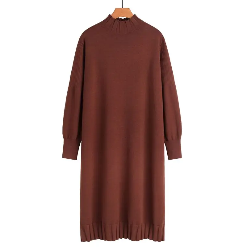 

Осеннее женское Свободное длинное вязаное платье 2021 повседневное однотонное платье-свитер с длинным рукавом женское винтажное празднивеч...