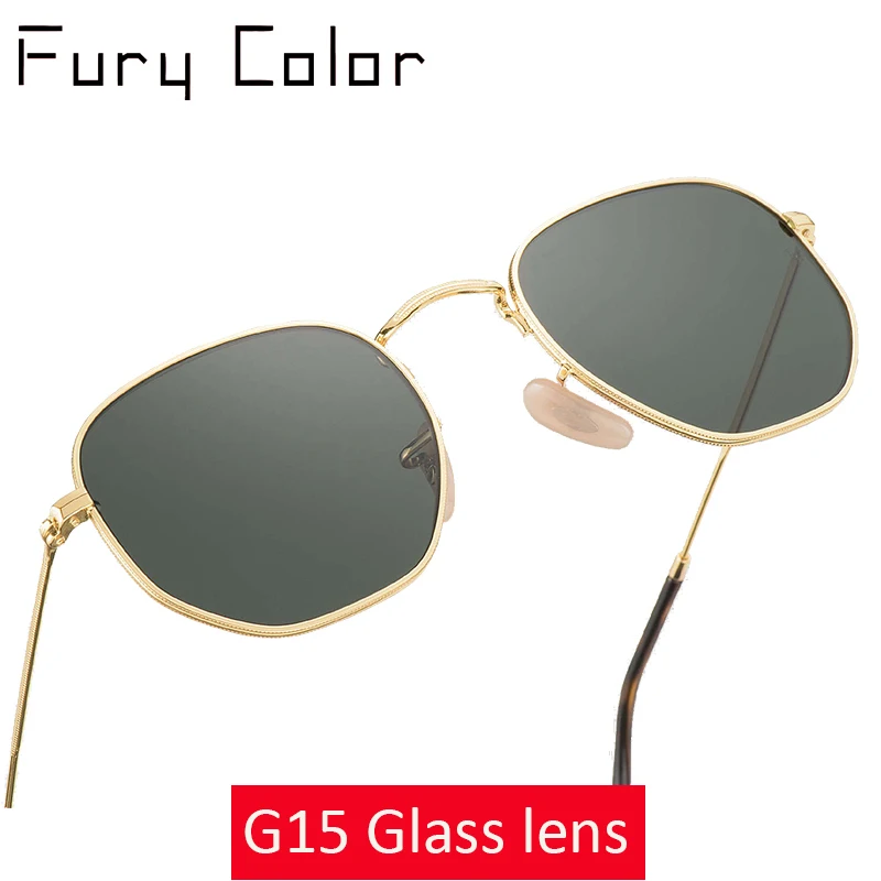 

Flat Glass lens fashion sunglasses Retro Round hexagonal luxury brand sun glasses women men eyewear shades gafas Oculos de sol