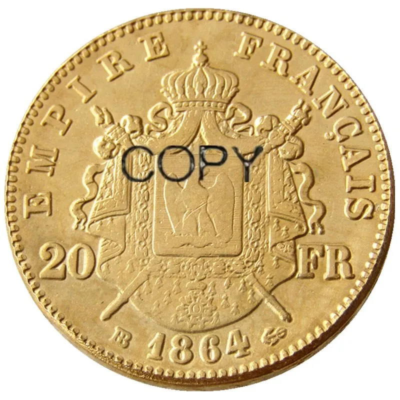 

Франция 20 Франция 1864B позолоченная копия декоративная монета