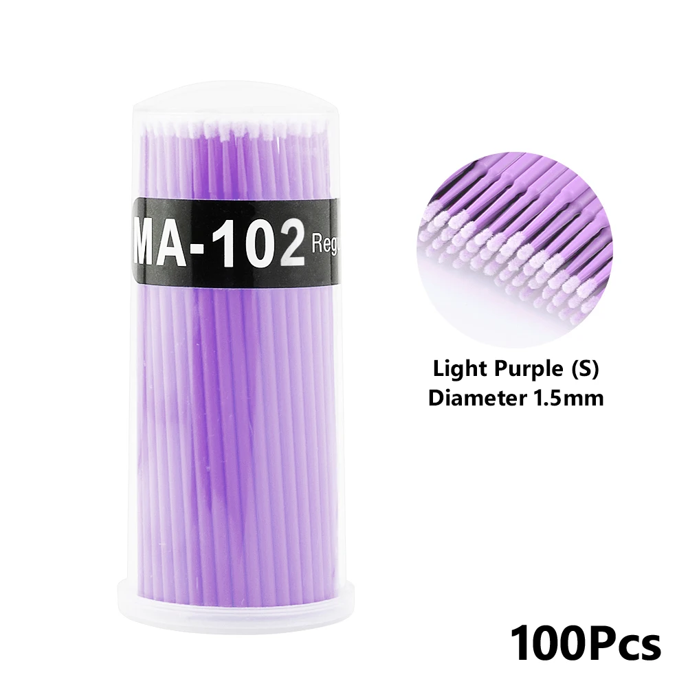 Light Purple Bottle 100 шт одноразовые красочные ватные тампоны щетка для ресниц очищающий тампон горячее естественное приспособление для снятия ресниц комплект микрочипов татуировки - Цвет: Light Purple Bottle