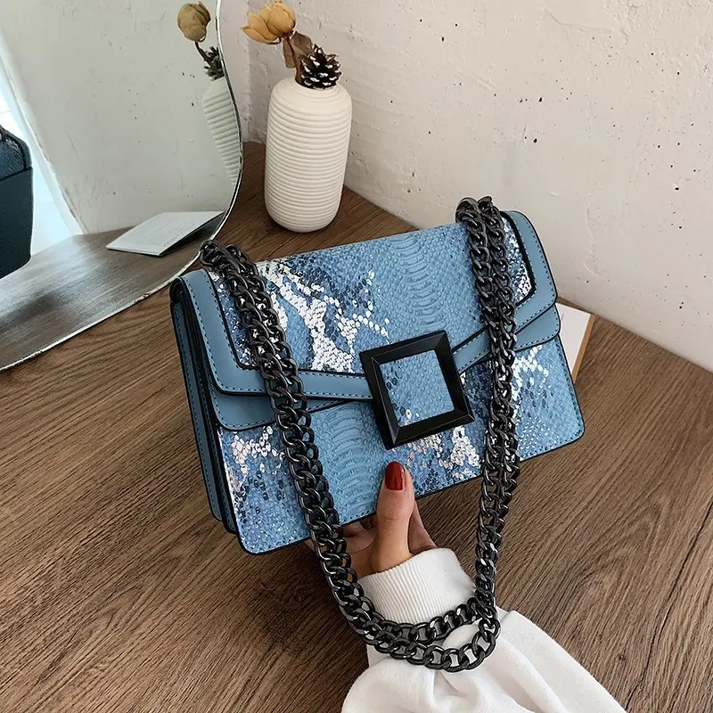 

2021 new women's shoulder bag girl shopping tote bags high quality snake pattern luxury design ladies Crossbody bag cheap Female