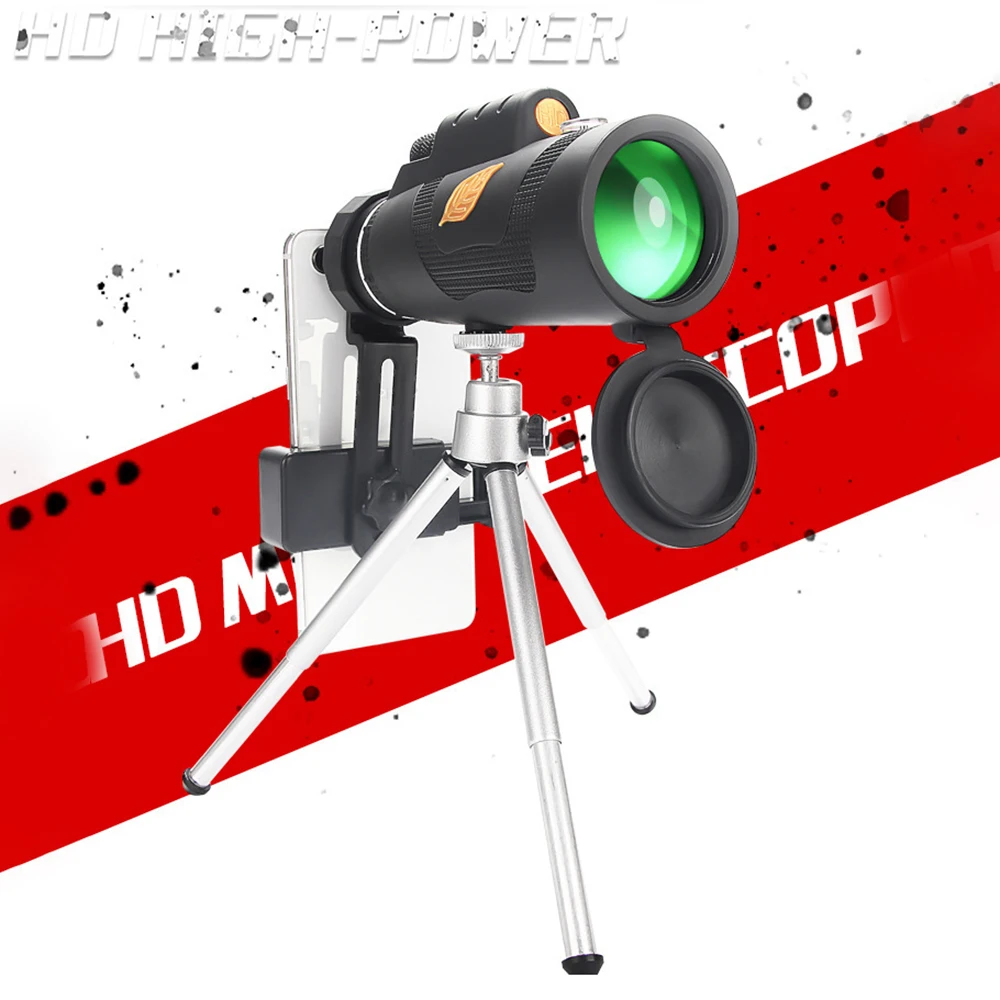 

12x50 Monocular Telescope Powerful Night Vision Scope Waterproof HD Hunting Optics Spyglass Long Range 8000m Cell Phone Holder