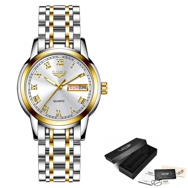 

LIGE 2020 New Gold Watch Women Watches Ladies Creative Steel Women's Bracelet Watches Female Waterproof Clock Relogio Feminino