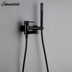Smesiteli черный ручной душ держатель спринклера насадка для наполнения ванны встроенное двойное отверстие с одной ручкой Набор смесителей для ванной комнаты