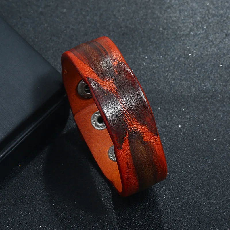 Простой кожаный мужской браслет в стиле панк винтажный очаровательный ювелирный