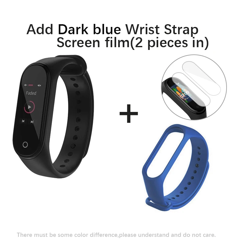 Add Dark blue Strap Глобальная версия Xiaomi Mi группа 4 Смарт Браслет miband 4 Фитнес отслеживание сердечного ритма браслет 3 цвета активно-матричные осид, Сенсорный экран 135 мАч - Цвет: Add Dark blue Strap