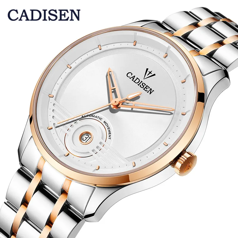 

CADISEN Men Watches Automatic Self Mechanical Stainless Steel Business Date Japan NH35A Movement Sapphire Waterproof Wrist watch