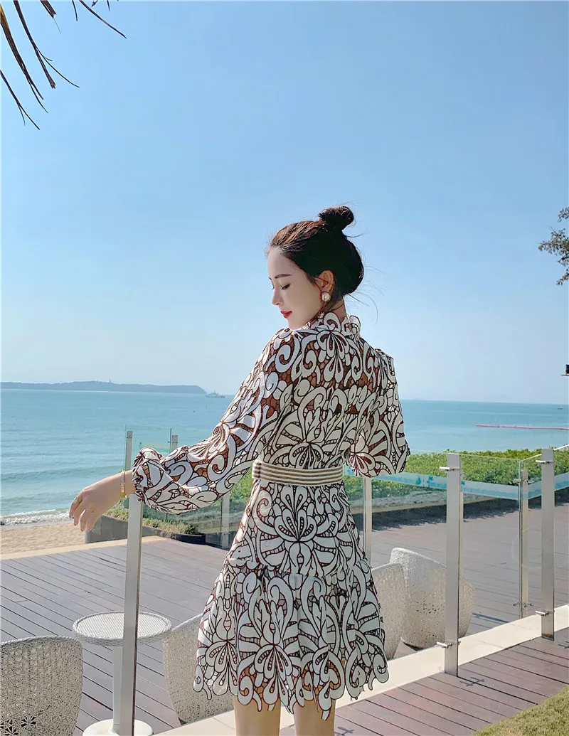 

YAMDI long sleeve a-line vintage luxury 2020 boho runway elegant spring summer dress party dresses women embroidery vestidos new