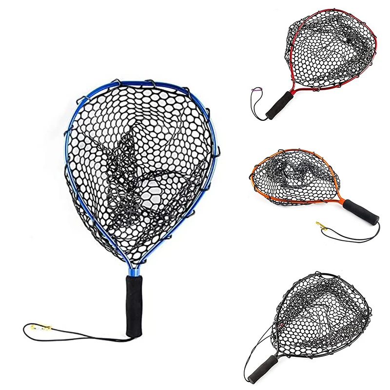

Portable Handheld Fishing Dip Net Rubber Landing Nets with Elastic Rope and Buckle 35cm
