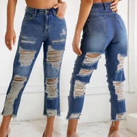 summer women high waist straight leg jeans sexy hollow out tassel ripped jeans woman vintage distressed cropped jeans streetwear