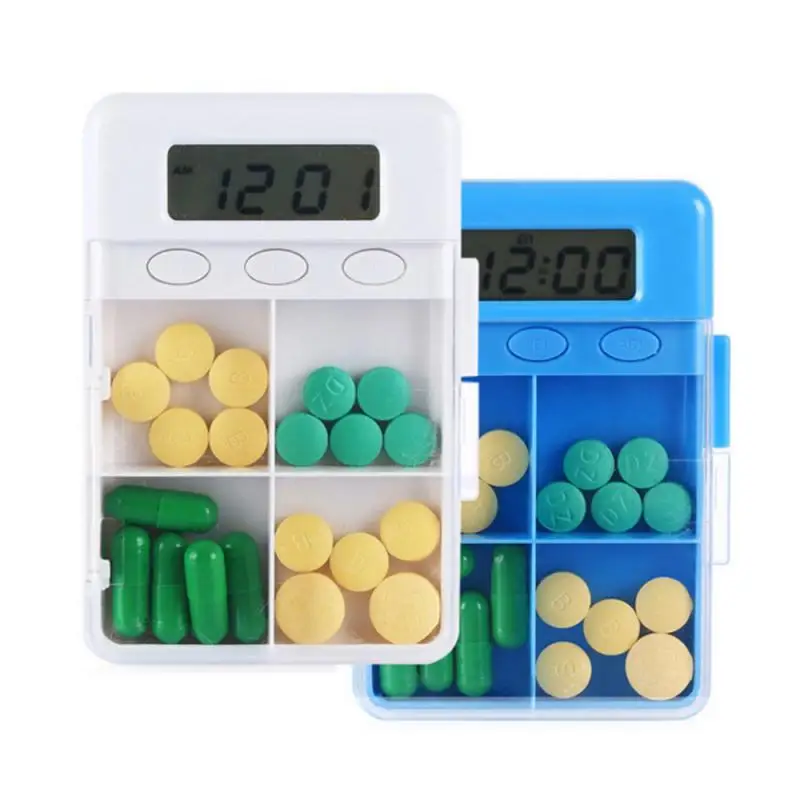 Умная пластиковая коробка для хранения с 4 ячейками электронная напоминания