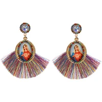 2020 new design bohemian tassel earrings for women crystal earrings virgin mary earrings women %e2%80%99s statement jewelry wholesale