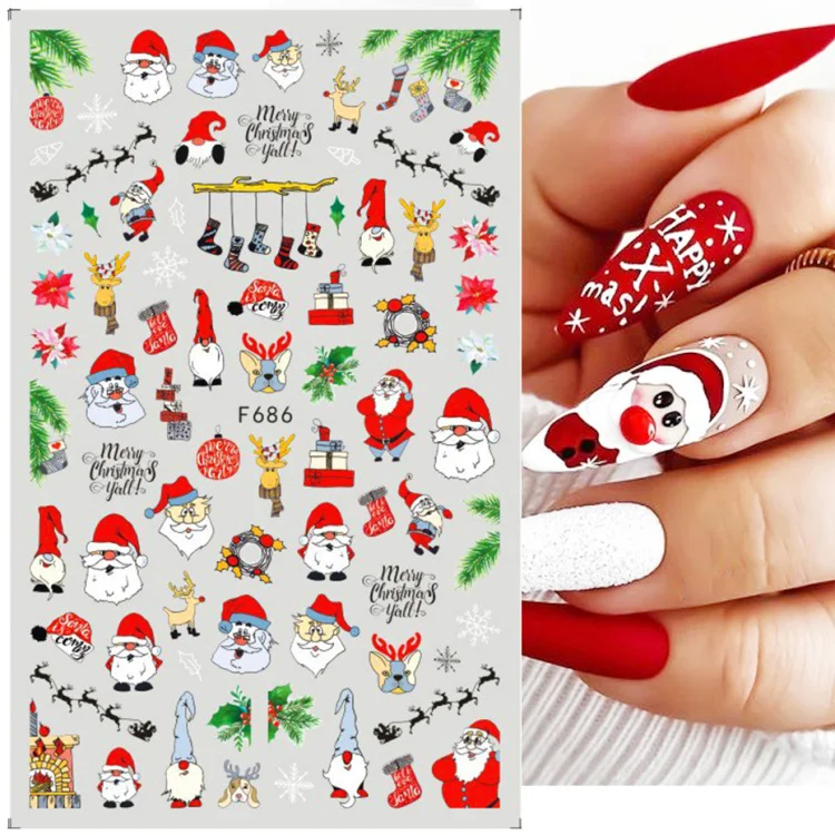 

3D Christmas Snow Man Nail Laque Stikers Maple Leaves with Spider Webs Autumn Manicure Decals DIY Fall Nail Art Decor Sliders