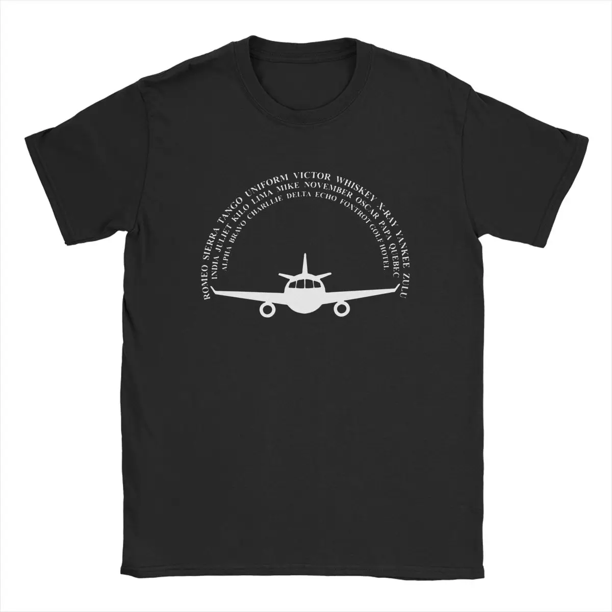 Men T-Shirt Phonetic Alphabet Airplane Pilot Fun Cotton Tee Shirt Short Sleeve T Shirts Crew Neck Clothing Summer | Мужская одежда