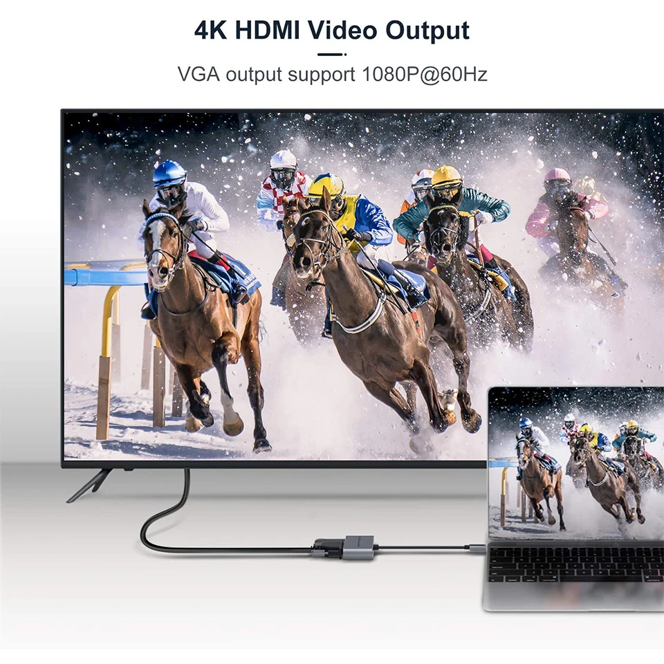 QGeeM USB C HDMI совместимый с адаптером VGA для Xiaomi Notebook Macbook Pro Type кабель 4K разветвитель