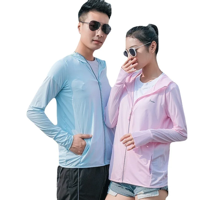

2021summer thin breathable UV-resistant ice silk sun-protective clothing hooded sunshade outdoor cycling sunscreen women hoodie