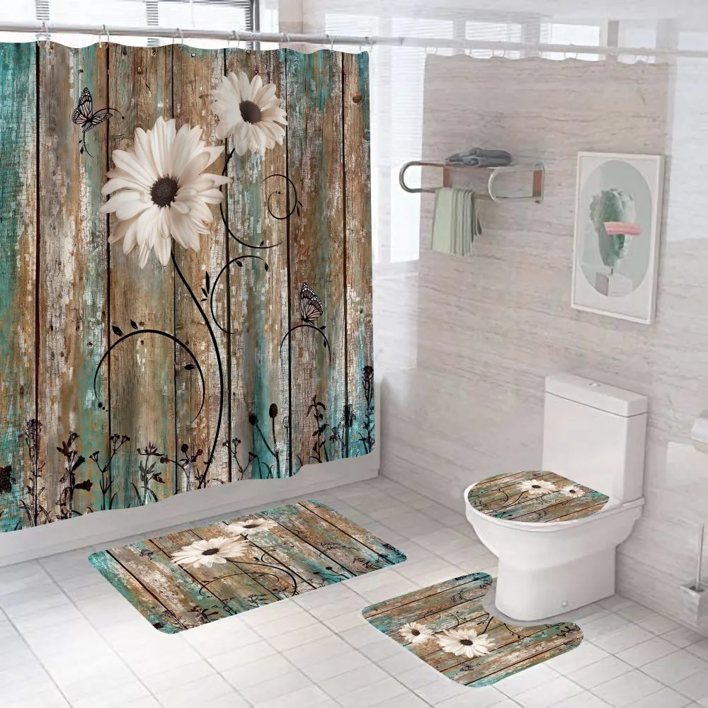 

Chrysanthemum Flower Landscape Shower Curtain Luxury Curtains Home Decor Waterproof Curtain For Bathroom Shower