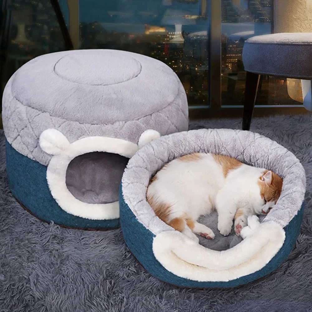

Новая стильная круглая кровать для кошки домик мягкая собачья будка уютная подушка для щенка зимнее теплое спальное гнездо для маленьких б...