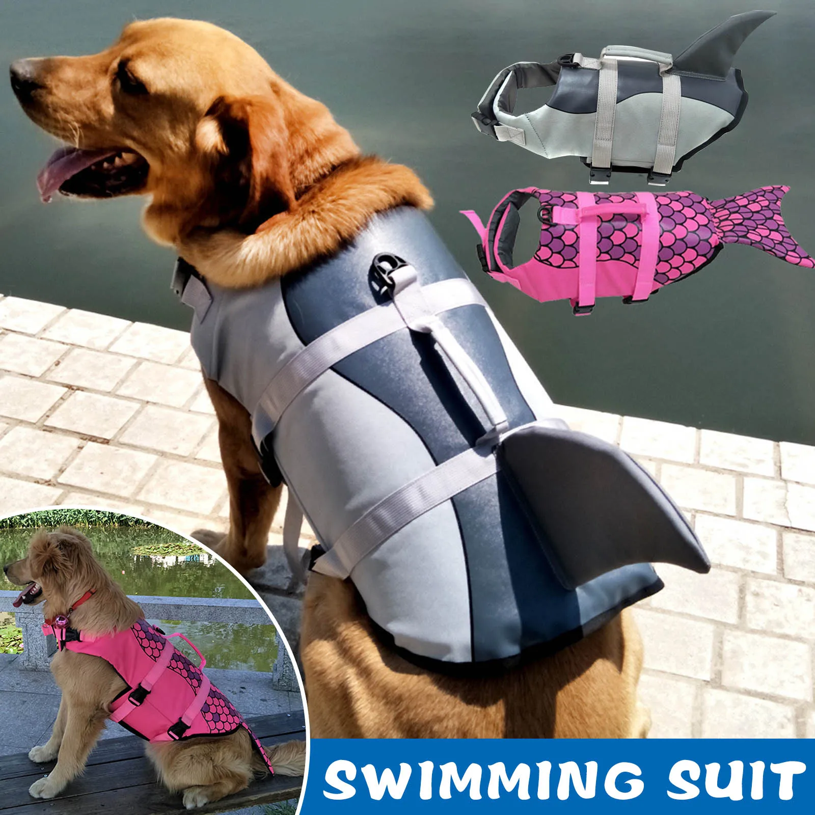 

Pet Life Jackets Pet Floatation Vest Dog Swimming Saver Vest Life Preserver for Water Safety at The Pool Beach Boating G10