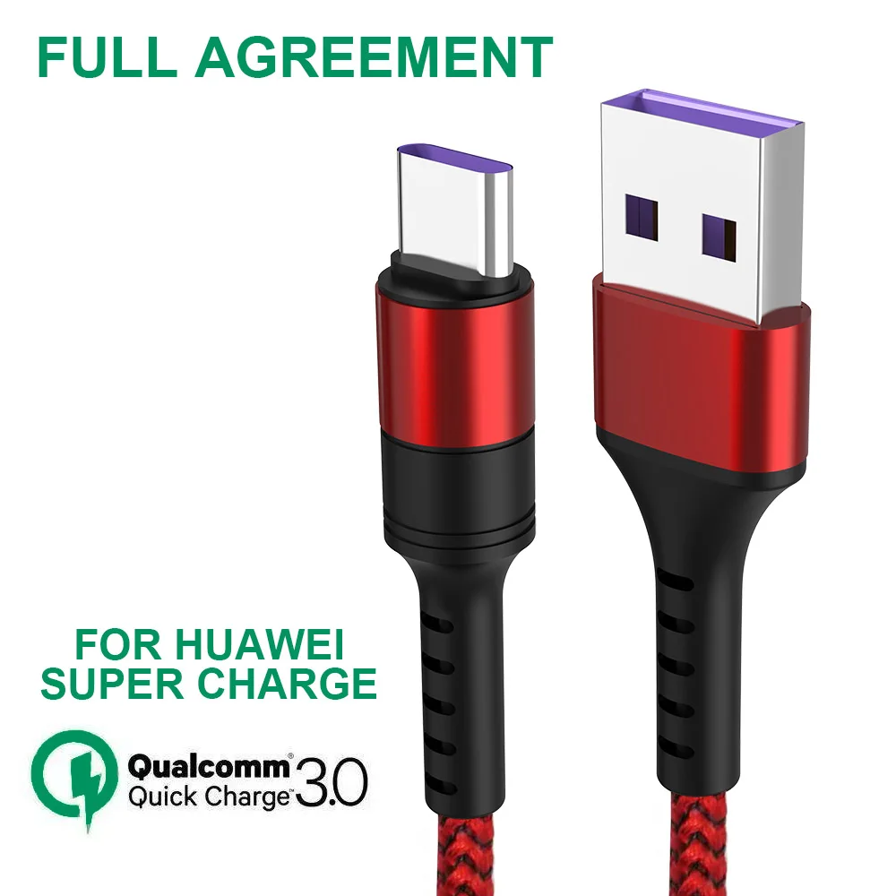 Красный Кабель usb type-C для huawei mate 30 P30 P20 Pro Lite 5A шнур для быстрой зарядки samsung Xiaomi Redmi Note 7 USBC кабель type-C - Цвет: Красный