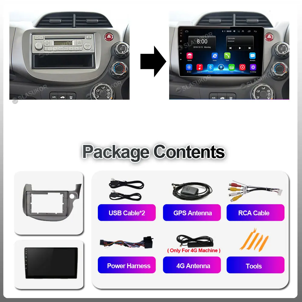 Android 10 0 мультимедийный плеер для HONDA FIT JAZZ 2007 2008 -2013 левая навигация 4G