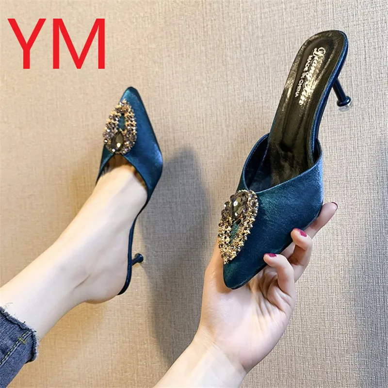 Женские туфли-лодочки из флока Летние свадебные туфли Босоножки на высоком