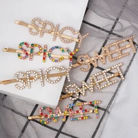 fashion crystal letter hair clip pearl metal hair pin barrette hairpins hair styling tool bobby hair clips for women girl