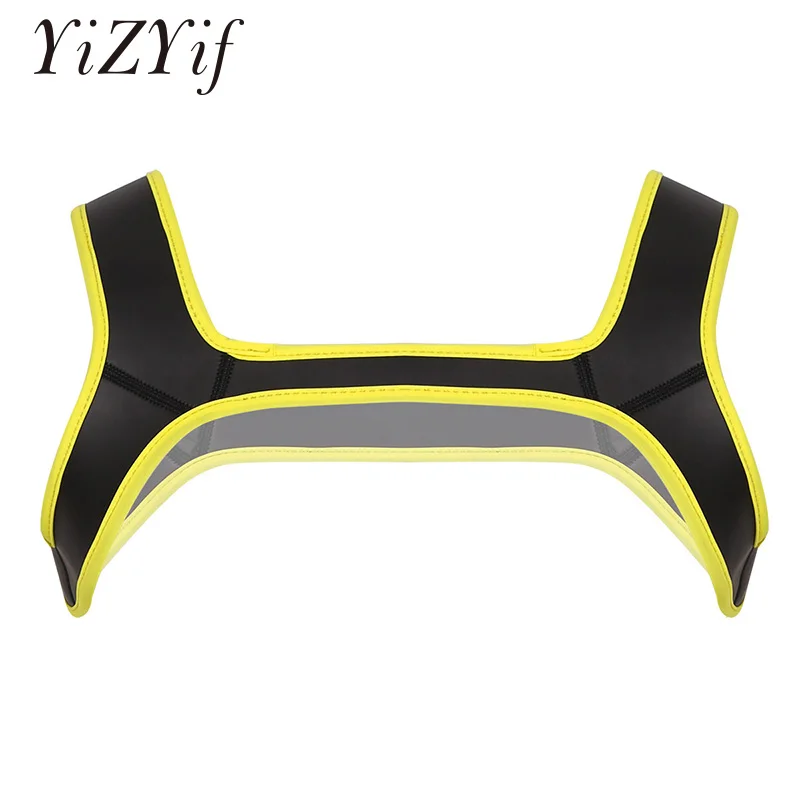 

Sexy Harness Men Neoprene Double Shoulder Wide Straps Harness Belt Muscles Protector Role Play Fancy Club Party Costume Straps