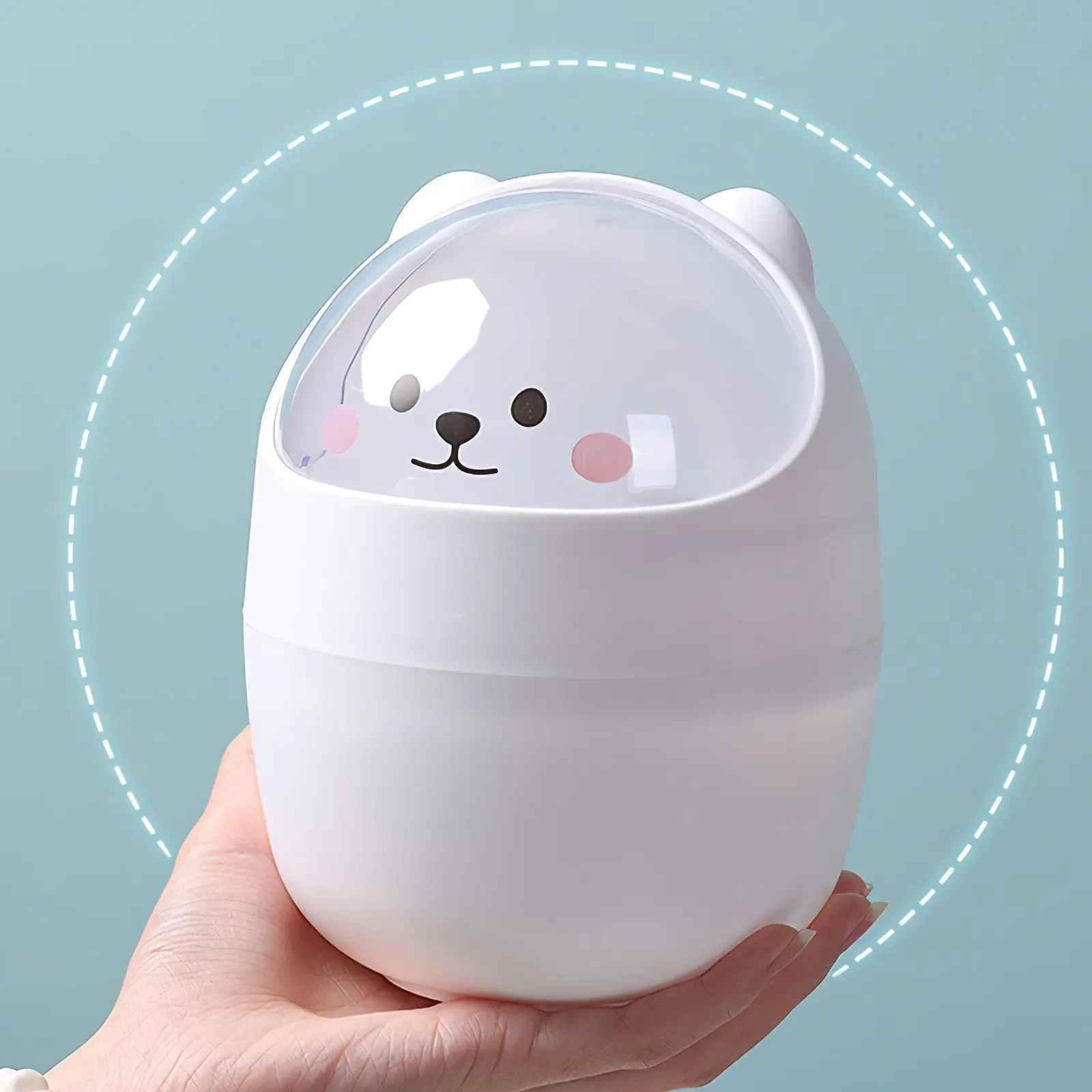 

Cute Bear Shape Trash Can Plastic Mini Waste Basket Large Capacity Garbage Container Bin Kitchen Dorm Cartoon Desktop Trash Cans
