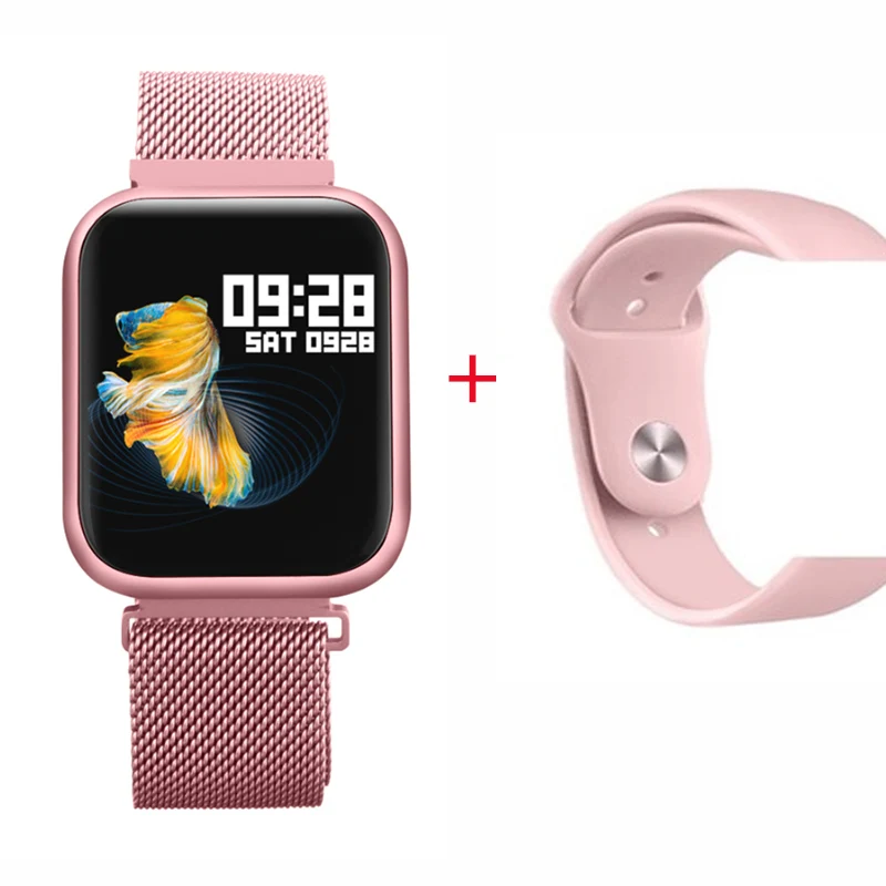 Rose Gold P80 Смарт часы для женщин IP68 Водонепроницаемый Полный сенсорный экран smartwatch монитор сердечного ритма для samsuang xiaomi huawei часы - Цвет: Rose Gold