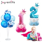 Набор латексных шариков из фольги с держателем для подставка для воздушных шаров для девочек и мальчиков, украшение для дня рождения, шары с цифрами 1-9, принадлежности для будущей мамы
