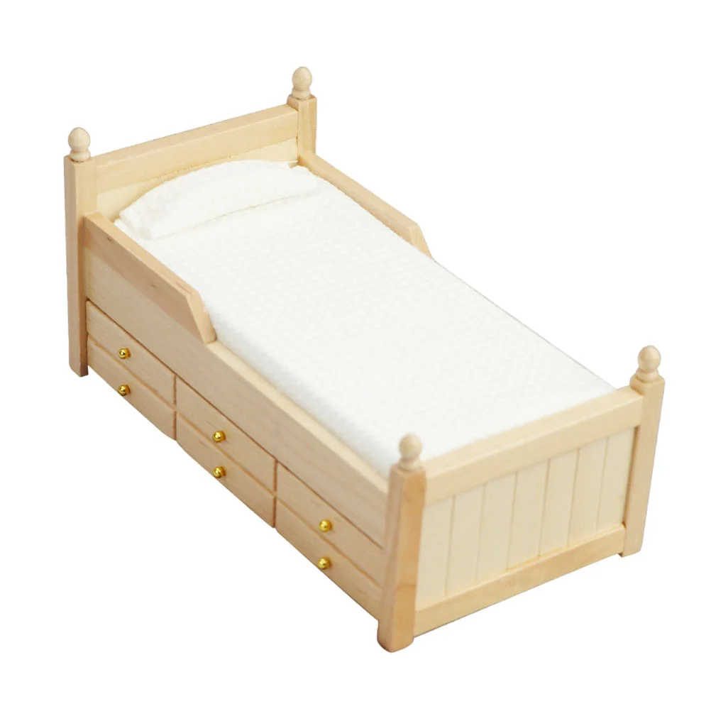 

Wooden Bed Model Doll House Decor Mini House Landscape Decor Bed Shape Decor