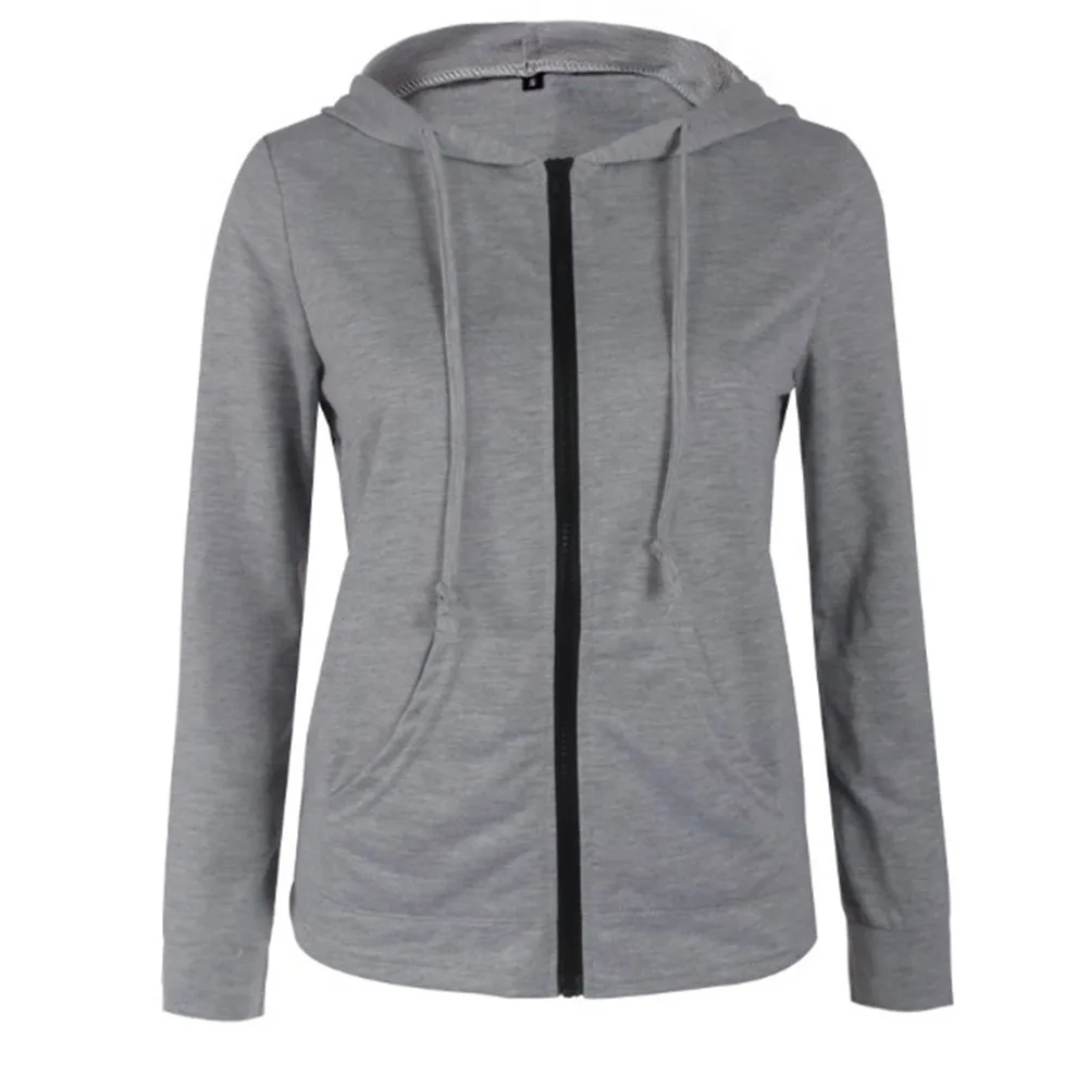 Женский кардиган на молнии с длинными рукавами тонкое пальто капюшоном модное