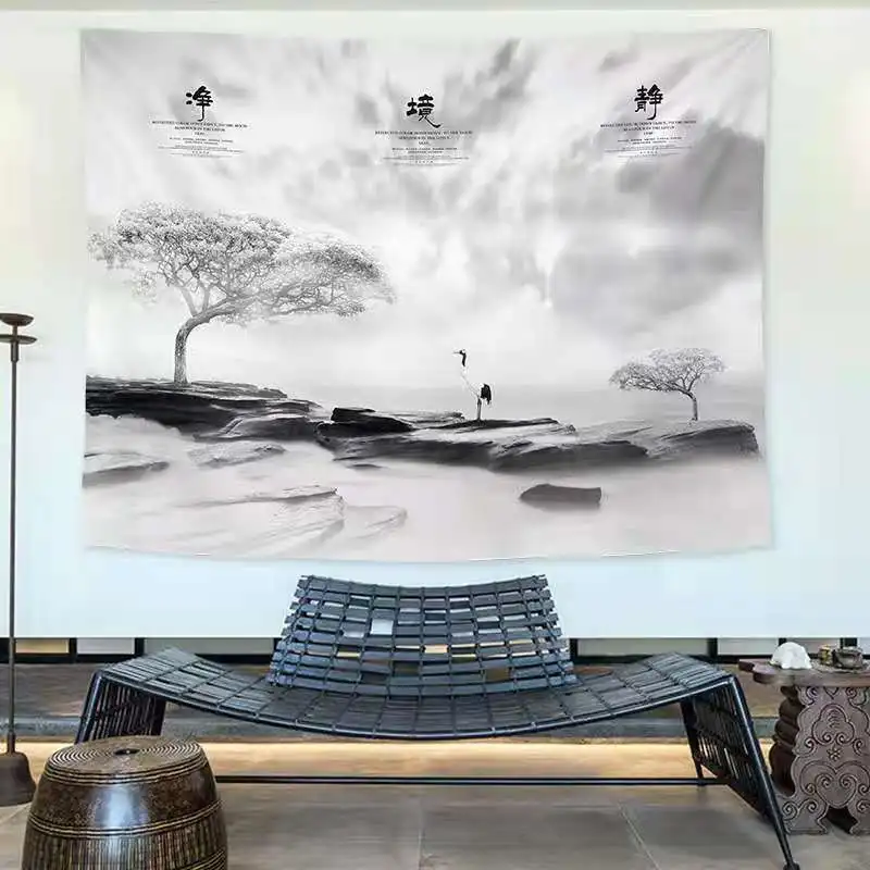 

Tapestry Scenic Lake Wall Hanging High-Definition Sandy Beach Picnic Tent Sleeping Home Decor Cloth Tapestries Landscape Wall Bl