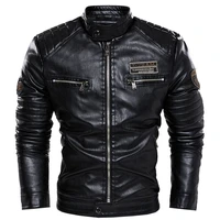 mens winter warm faux leather biker jackets and coats fashion motorcycle outerwear tops for male fleece lined thermal