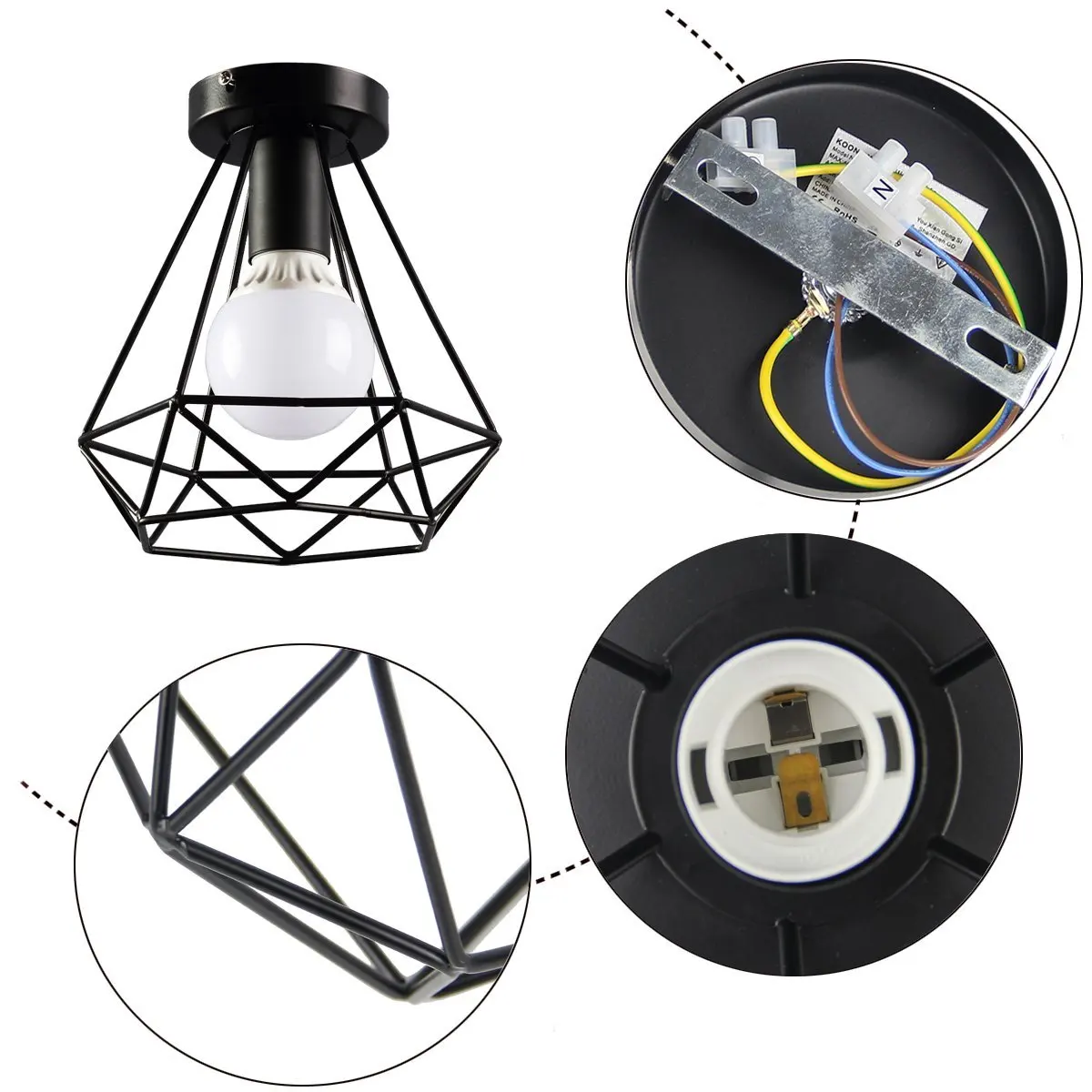 Винтажный промышленный деревенский потолочный светильник с утапливаемым