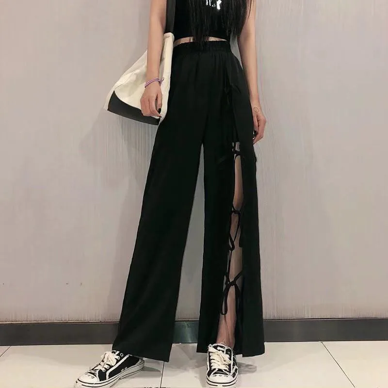 

Cargo pants ins Harajuku Bow Hollow out y2k high street Sweatpants Oversize women's pants vintage Sweat jumpsuits joggers goth