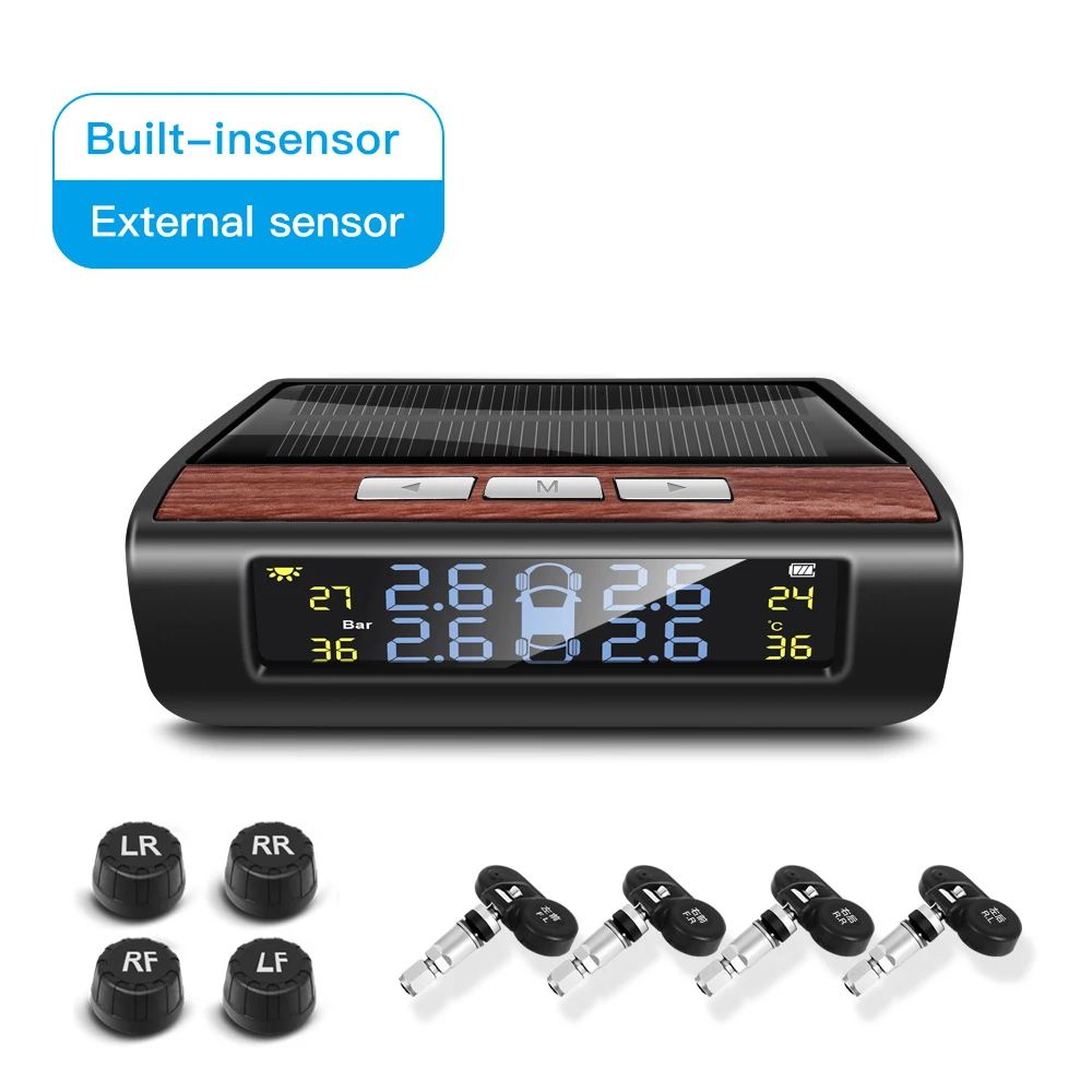 

Автомобильная система контроля давления в шинах TPMS с 4 внешними датчиками встроенный сенсорный цифровой ЖК-дисплей автоматическая система ...