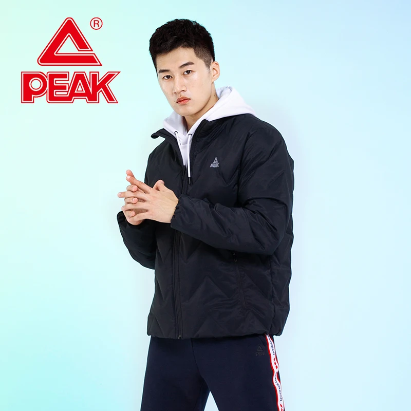 Пик Мужской пуховик 80% серый утиный пух теплая ветрозащитная куртка спортивный