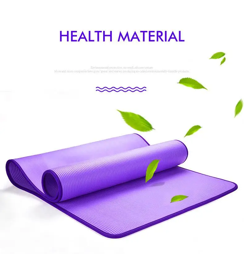 

10mm Non-Slip Extra Thick Yoga Mat 183cm*61cm Tear Resistant NBR Pilates Pads Indoor Fitness Exercise Tasteless With Bandages