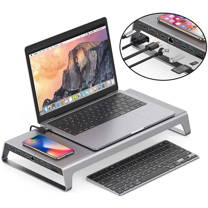 USB Type-C 3 0 многофункциональный 11 в 1 стыковочный концентратор + Беспроводной стол