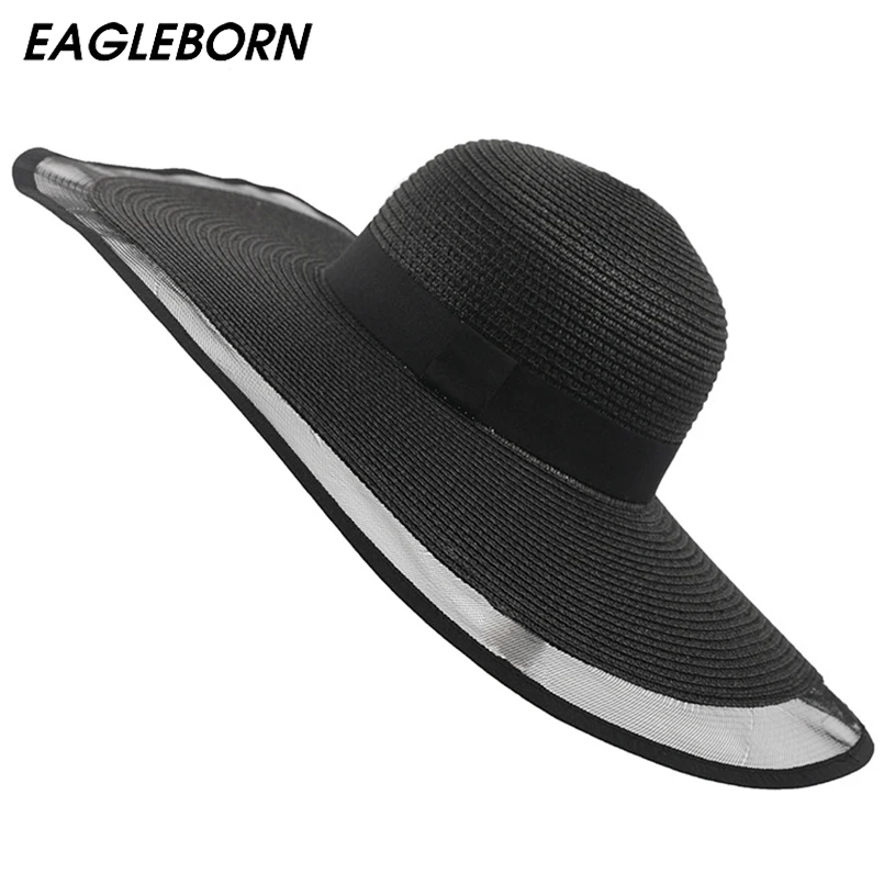 Новая женская шляпа летняя соломенная пляжная широкая широкополая с кантом