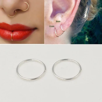 1pair Twist Nose ring hoop 925 sterling silver thin nose piercing for women men 22 G Huggie tragus Earring piercing body jewelry 1