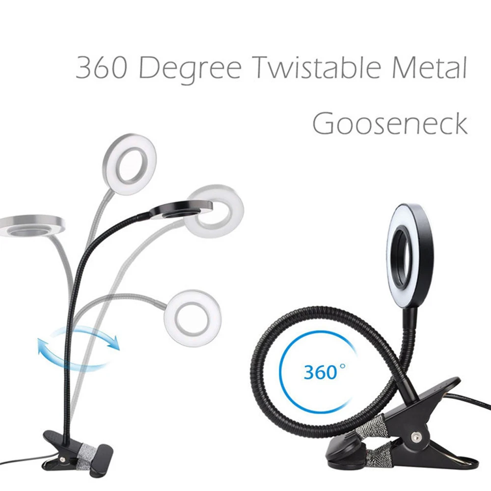 Светодиодный Портативный зажим Настольная лампа USB Перезаряжаемый с затемнением